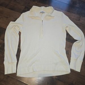 REISS White Ribbed Zip Collar Sweater - Size M - Minimalist Flattering